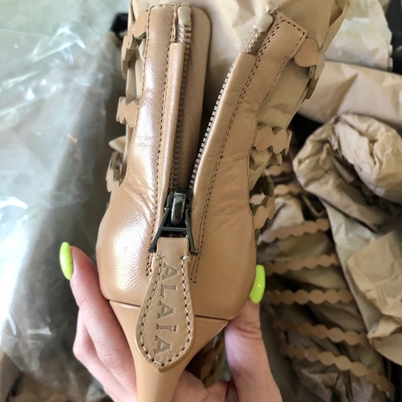 Alaia Nude Strappy Sandal Heels - Picture 6 of 8